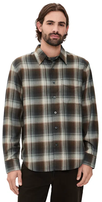 Madewell Teamkit Flannel Button Up Work Shirt Brown Camp Plaid