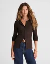 Madewell Textural Cutaway Crewneck Cardigan In Brown