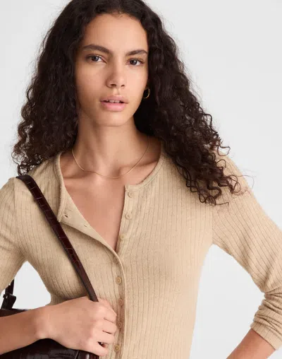 Madewell Textural Cutaway Crewneck Cardigan In Neutral