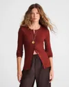 Madewell Textural Cutaway Crewneck Cardigan In Red