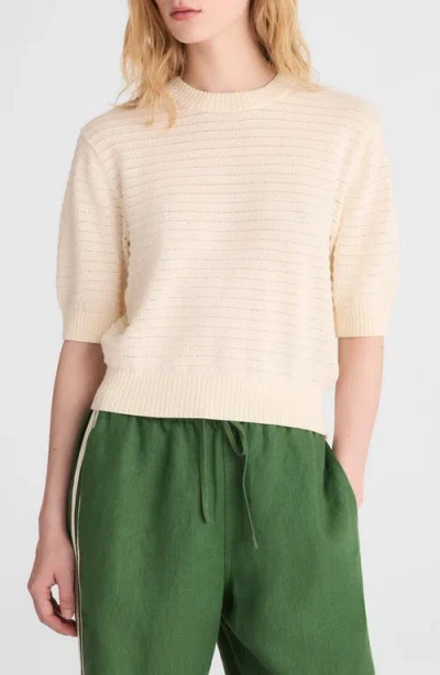 Madewell Textural Stitch Crewneck Cotton Sweater In Neutral