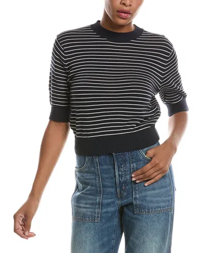 Madewell Textural-stitch Crewneck Sweater In Blue