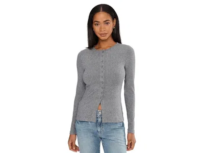 Madewell Texture Mock Neck Cardigan In Gray