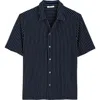 Madewell Textured Stripe Short Sleeve Shirt In Deep Indigo