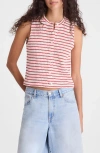 Madewell Textured Knit Button Front Shell Top In Red