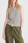 Madewell Textured Knit Button Front Shell Top In Multi