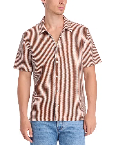Madewell Textured Knit Short Sleeve Shirt In Brown