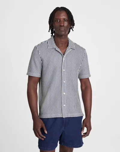 Madewell Textured-knit Short-sleeve Shirt In Blue