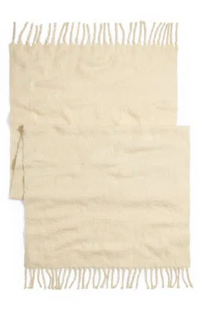 Madewell Textured Solid Contrast Fringe Scarf In Alabaster