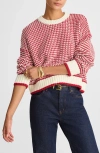 Madewell Textured Stitch Cotton Crewneck Sweater In Red