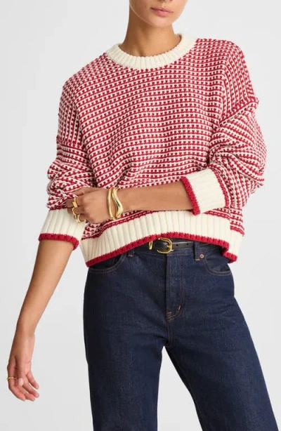 MADEWELL MADEWELL TEXTURED STITCH COTTON CREWNECK SWEATER