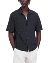 Madewell Textured Stripe Short Sleeve Shirt In Deep Indigo
