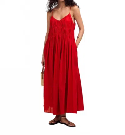 Madewell Textured V-neck Midi Dress In Festival Red In Multi