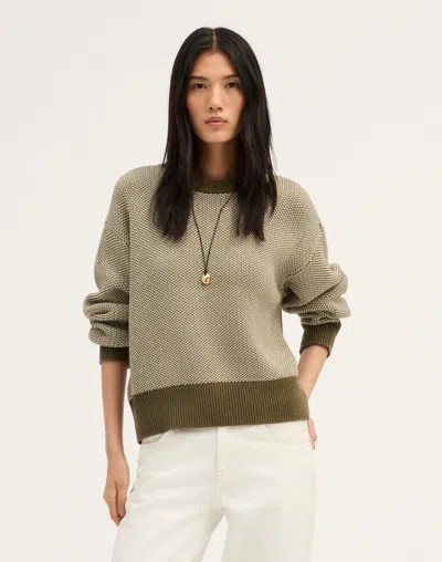 Madewell Textured-stitch Crewneck Sweater In Brown