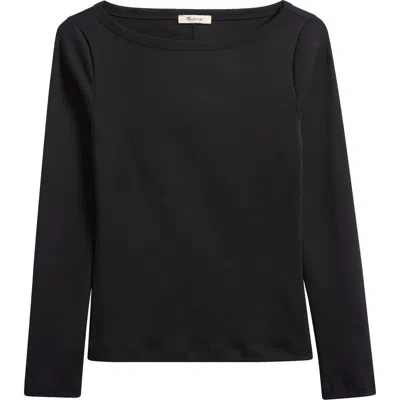Madewell The '90s Compact Cotton Boatneck T-shirt In Black