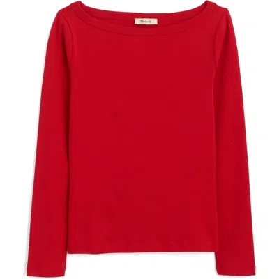 Madewell The '90s Compact Cotton Boatneck T-shirt In Red