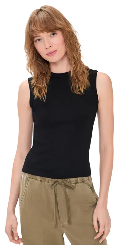 Madewell The '90s Shell Tank In Compact Cotton Jet Black