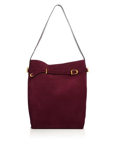 Madewell The Belted Suede Satchel Bag In Burgundy