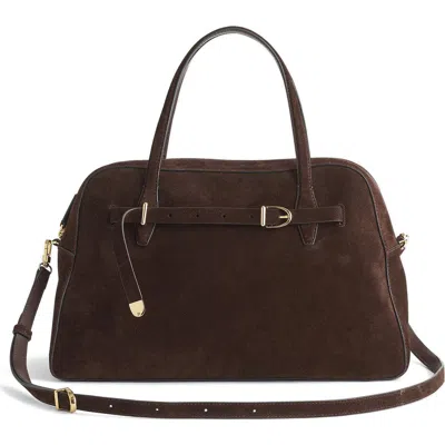Madewell The Belted Suede Satchel In Brown
