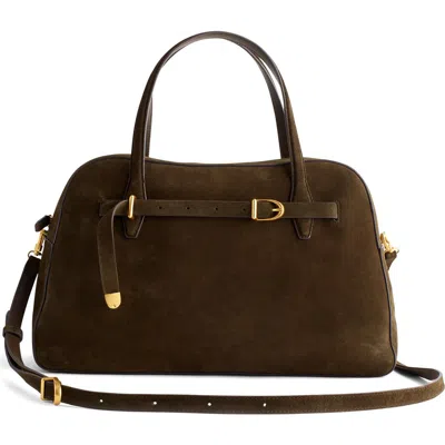 Madewell The Belted Suede Satchel In Expedition Green