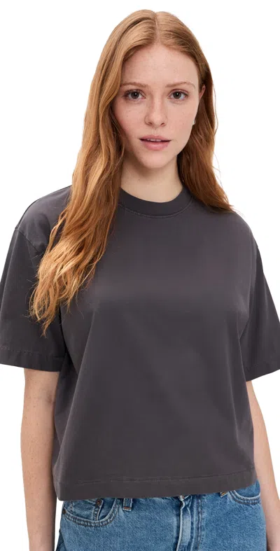 Madewell The Boxy Crop Tee In Allday Jersey Black Coal In Gray
