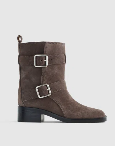 Madewell The Britt Moto Boot In Animal Print