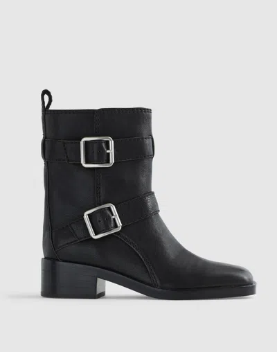 Madewell The Britt Moto Boot In Animal Print