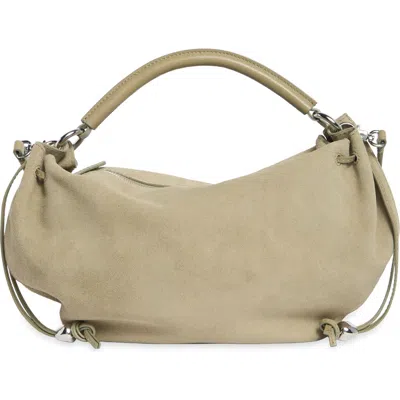 Madewell The Camren Gathered Suede Shoulder Bag In Pale Fatigue
