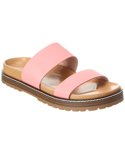 Madewell The Charley Double-strap Leather Slide Sandal In Pink