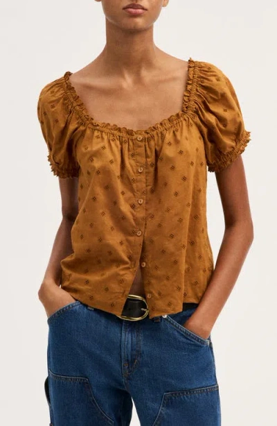 Madewell The Chateau Cotton Eyelet Top In Acorn