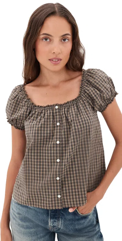 Madewell The Chateau Top Danny Check Fall Timber In Brown