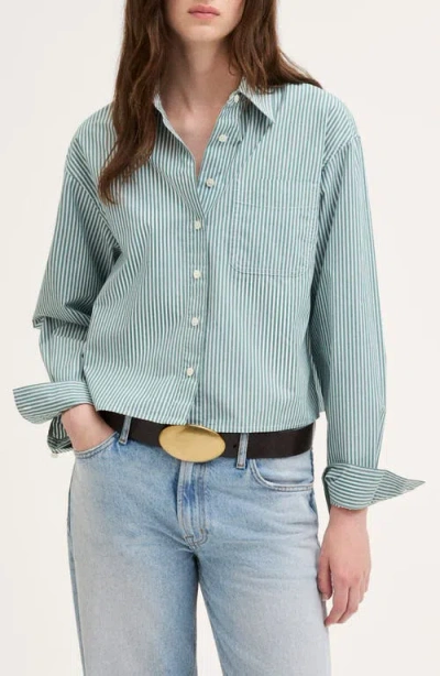 Madewell The Cropped Easy Shirt In Blue