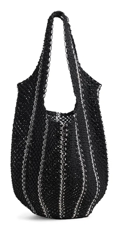 Madewell The Curved Crochet Shoulder Bag Ecru Stripe In Sand