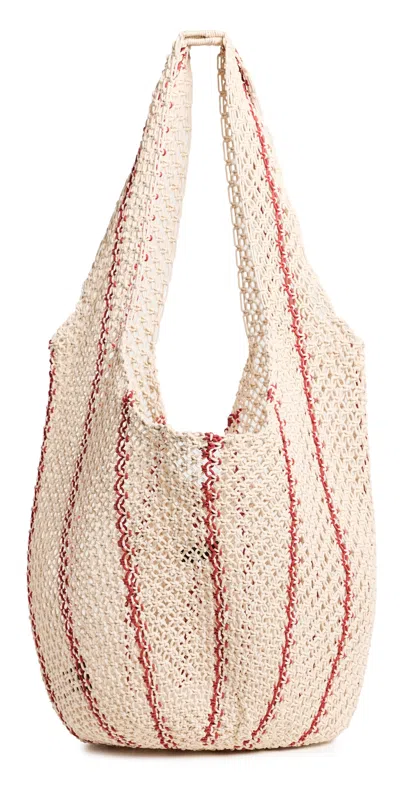 Madewell The Curved Crochet Shoulder Bag Scarlet Stripe In White