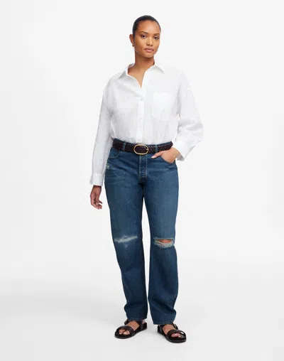 Madewell The Curvy Dean Easy Straight Crop Jean In White