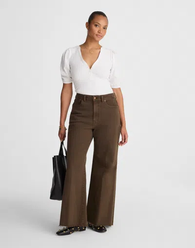 Madewell The Curvy Flared Wide-leg Crop Jean In Brown
