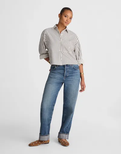 Madewell The Curvy Pieced Barrel-leg Jean In Black
