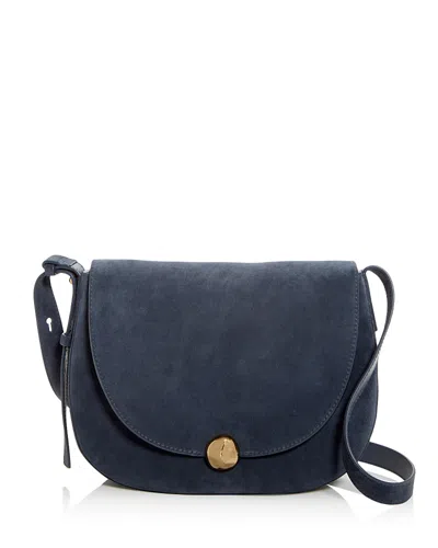 Madewell The Dakota Large Suede Saddle Bag In Indigo
