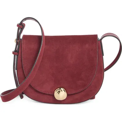 Madewell The Dakota Suede Saddle Crossbody Bag In Sangria