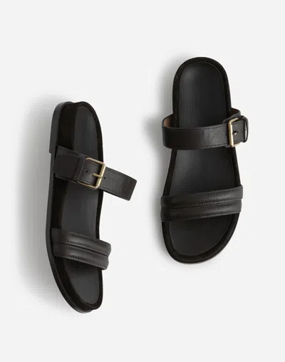 Madewell The Dara Double-strap  Slide Sandal In Dark Carob