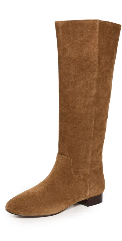 Madewell The Dari Tall Boots In Suede Dried Acorn In Brown