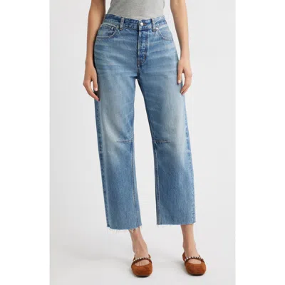 Madewell The Darted Barrel Leg Jeans: Raw Hem Edition In Blue