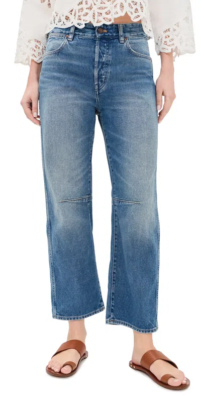 Madewell The Darted Barrel Leg Jeans Retro Bright Wash In Blue