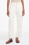 Madewell The Darted Raw Hem Barrel Leg Utility Jeans In Neutral