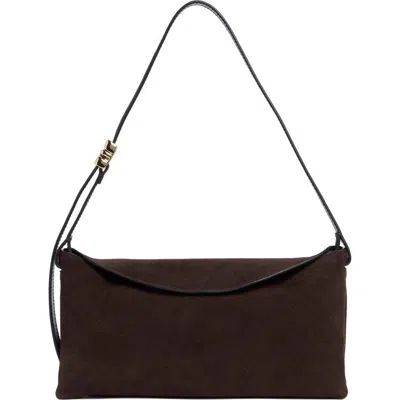 Madewell The Date Night Suede Shoulder Bag In Dark Carob