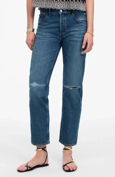 Madewell The Dean Easy Ankle Straight Leg Jeans In Blue