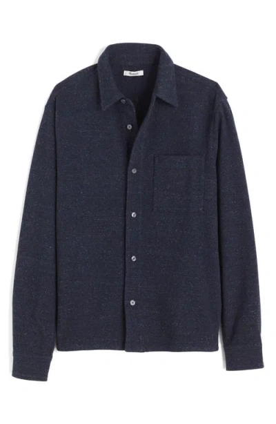 Madewell The Devoe Knit Button-up Shirt In Blue
