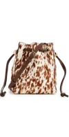 Madewell The Drawstring Crossbody Bucket Bag In Cowhide Leather Soft Mahogany Multi