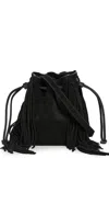 Madewell The Drawstring Crossbody Bucket Bag In Suede True Black In Black