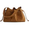 Madewell The Suede Drawstring Shoulder Bag In Brown